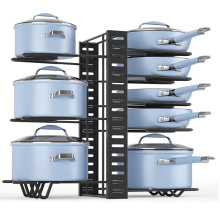 Yuming Factory 8 Tiers Pots and Pans Organizer, Adjustable Pot Lid Holders & Pan Rack for Kitchen Counter and Cabinet